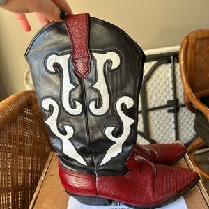 Nine West vintage 90’s black red cowboy boots